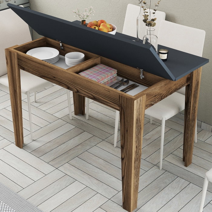 Hanah Home Kiev 504 - Mesa de cocina Nogal y Antracita